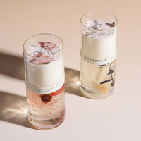 Luxus benutzer definierte handgemachte Doppels chicht Gelee Gel Wachs Duft kerze getrocknete Blume Kork deckel Luxus getrocknete Blumen glas für Thanksgiving
