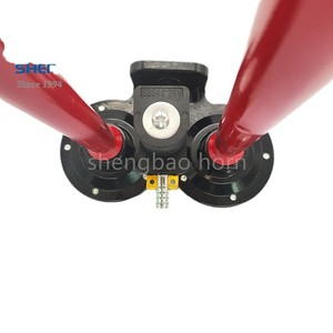 แตรลมคู่ Shengbao ทำจากโลหะผสมสังกะสีสีแดง 12V 24V แตรไฟฟ้าสำหรับรถบรรทุกและรถยนต์ สำหรับการติดตั้งเพิ่มเติมและอัปเกรด - Product Image 5