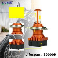 Phare de moto LiuHJG 3 côtés H4 Ba20d P15d Cob 6led en alliage d'aluminium 12V-80V, faisceau haut/bas blanc, lampe LED