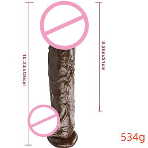 Dildo manuel souple de 26 cm, couleur café, simulation de <span class=keywords><strong>pénis</strong></span> d'homme <span class=keywords><strong>africain</strong></span>, extra large, étanche, réaliste, pour masturbation féminine adulte - Product Image 5