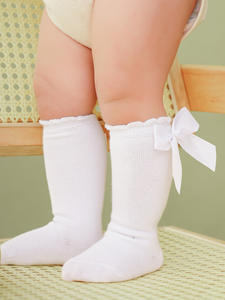 Calcetines de Bebé para Primavera y Otoño, hasta la Rodilla, con Lazo Grande, para Niña, Estilo Princesa, Color Rosa, Cosidos a Máquina, Holgados - Product Image 3