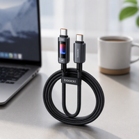 Câble rapide Toocki 100W PD avec éclairage RGB creux, puce de sécurité intelligente, transfert de données 480 Mbps, en alliage d'aluminium pour usage domestique et professionnel