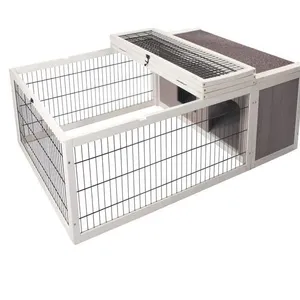 Habitat pour lapin et tortue, <span class=keywords><strong>enclos</strong></span> en bois pour petits animaux, intérieur/extérieur - Product Image 1