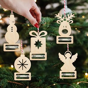 OEM ODM Wooden Xmas Crafts Christmas Cash <b>Envelope</b> Holiday Money Holder Christmas Cash Card Holder Christmas Money Holder - Product Image 2