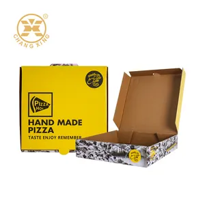 Scatola per Pizza Kraft 32x32 in cartone ondulato personalizzabile scatole di carta Kraft quadrate con Holl