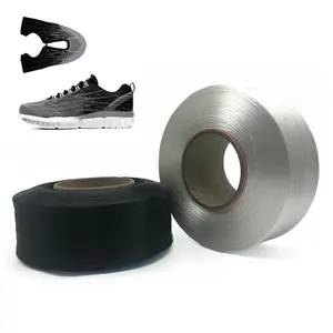 100D materia prima poliéster hilo de fusión en caliente para la parte superior del zapato/empeine negro