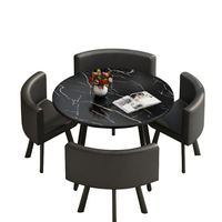 Ensemble de table à manger ronde en MDF Simple Leisure pour 4 chaises, table de bureau pour restaurant, hôtel, réception, ensemble de table basse