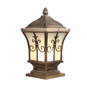 Lámpara LED de latón de estilo europeo americano, lámpara de cobre para exteriores, Columna de Luz de jardín, poste de puerta de jardín, Villa