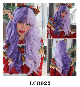 Ainizi Prêt à expédier Nouveauté juillet <span class=keywords><strong>2022</strong></span> Magnifiques perruques synthétiques mi-violettes mi-violet clair <span class=keywords><strong>avec</strong></span> <span class=keywords><strong>frange</strong></span> pour Noël - Product Image 1
