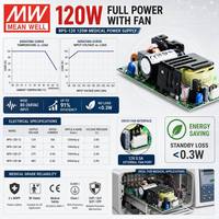 Alimentation électrique de qualité médicale MEAN WELL RPS-120 120W 24V, type PCB vert, taille compacte 4"x2", utilisation industrielle, 2xMOPP, alimentation certifiée BF
