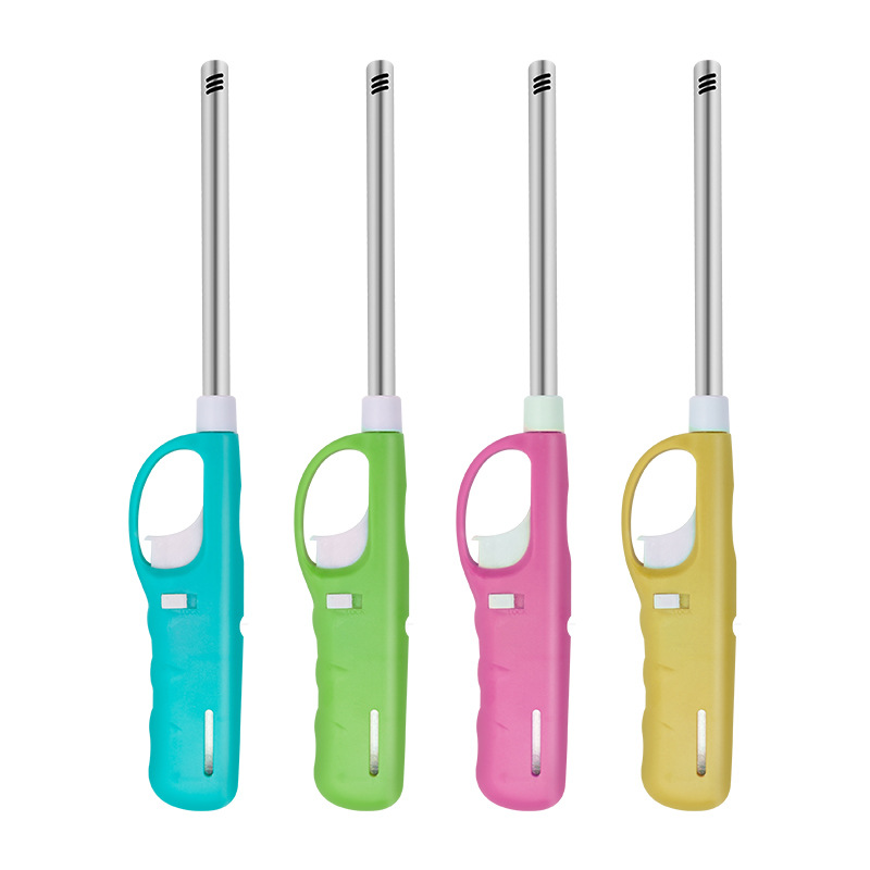 Многоразовая безопасная Электронная Газовая свеча разных цветов, зажигалка для барбекю, кухонные зажигалки