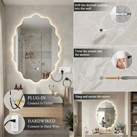 Accessoires de salle de bain LED, miroirs muraux, miroirs sans cadre, miroirs éclairés, miroirs ovales irréguliers