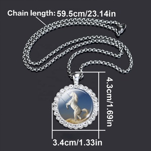 Bijoux de <span class=keywords><strong>cheval</strong></span> lumineux strass verre dôme pendentif en cristal personnalisation personnalisée <span class=keywords><strong>collier</strong></span> en argent - Product Image 5