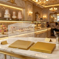 Boîtes à gâteaux premium de 4 pouces avec couvercles dorés et parois latérales transparentes, stock d'usine disponible en gros