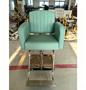 Silla de Peluquería de Cuero Verde <span class=keywords><strong>Menta</strong></span> de Alta Gama, Moderna, con Altura Ajustable Hidráulica y Reposapiés - Product Image 2