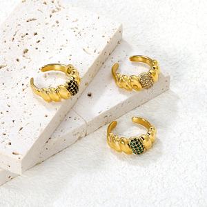 Anillos Ajustables Abiertos de Acero Inoxidable Chapados en Oro de 18K con Zirconia en Forma de Croissant, Estilo Moderno, Anillos de Compromiso y Boda para Mujer - Product Image 4