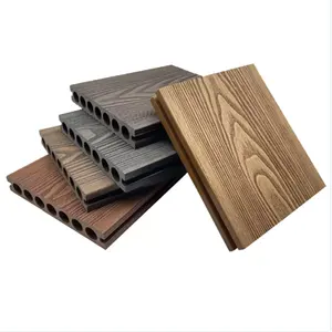 New Style Decking Floor Waterproof Outdoor Deck Floor Covering 3D Embossed Plastic Composite Decking