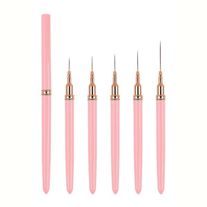 Ensemble de 5 pinceaux pour nail art, pointe électro-plaquée, manche en nylon plastique, outil de dessin ultra-fin, de sculpture et de peinture couleur - Product Image 5