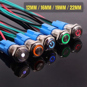 Chyf 12/16/19/22mm không thấm nước <span class=keywords><strong>IP67</strong></span> thép không gỉ Nút chuyển đổi momentary latching illuminate LED Flat Head đẩy nút chuyển đổi - Product Image 3