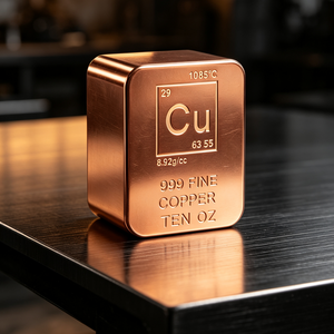 Barra de Cobre de 10 Oz, Lingote de Cobre Puro 999, Cubo de Cobre Grabado con Datos de la Tabla Periódica, Bloque Pulido para Colección Científica - Product Image 3