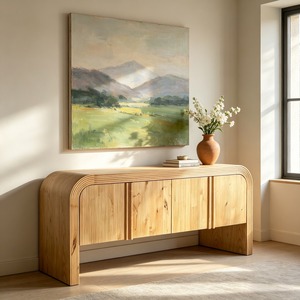 Modern <b>Kitchen</b> Living Dining Room Solid Wooden Furniture Corner <b>Sideboard</b> Storage Buffet Cabinet for Home Entryway - Product Image 1