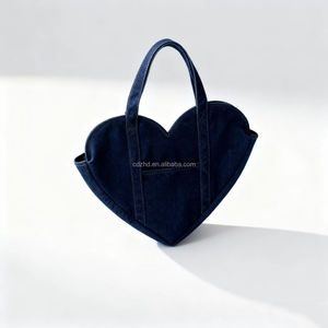 Borsa Tote in Denim a Forma di Cuore Personalizzata con Tracolla Lunga, Borsa Tote Femminile alla Moda con Tasca Esterna - Product Image 6