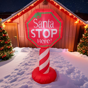 Papá Noel se detiene aquí con luz LED Decoración de Navidad para interiores Oficina en casa Fiesta de vacaciones Cartel de calle de Navidad decorativo - Product Image 4