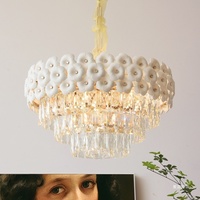 Lustre en cristal de luxe avec pendentif floral long, éclairage LED suspendu, style français, éclairage moderne pour chambre à coucher, salle à manger, salon, réglable