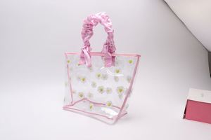 กระเป๋าหิ้วพีวีซีใสลายดอกเดซี่แบบเปิดได้ กันน้ำ พกพาสะดวก ใช้ซ้ำได้ เหมาะสำหรับฤดูร้อน ฤดูใบไม้ร่วง ฤดูหนาว ฤดูใบไม้ผลิ ใช้ได้ทุกวัน ทำเองได้ สำหรับผู้หญิง - Product Image 4