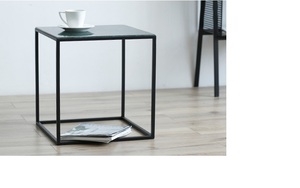 Nordico moderno <span class=keywords><strong>quadrato</strong></span> <span class=keywords><strong>nero</strong></span> tavolino laterale in ferro con marmo naturale verde sulla fabbrica di mobili direttamente in Cina - Product Image 5