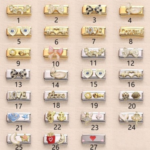 Vente en gros de breloques DIY en vrac 20x9mm, série Fleurs Modulaires, en acier inoxydable, pour bracelets italiens, bijoux et cadeaux pour femmes et hommes - Product Image 1