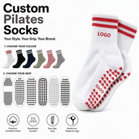 Chaussettes de Pilates pour femmes en tricot de qualité supérieure avec logo personnalisé OEM, respirantes, antidérapantes, avec grip sur le bord, pour les activités sportives d'été et le yoga