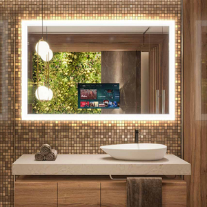 Miroir intelligent interactif à <span class=keywords><strong>prix</strong></span> d'usine avec écran tactile Android, miroir <span class=keywords><strong>TV</strong></span> en verre pour salle de bain, hôtel, appartement SMM-18.5 - Product Image 1