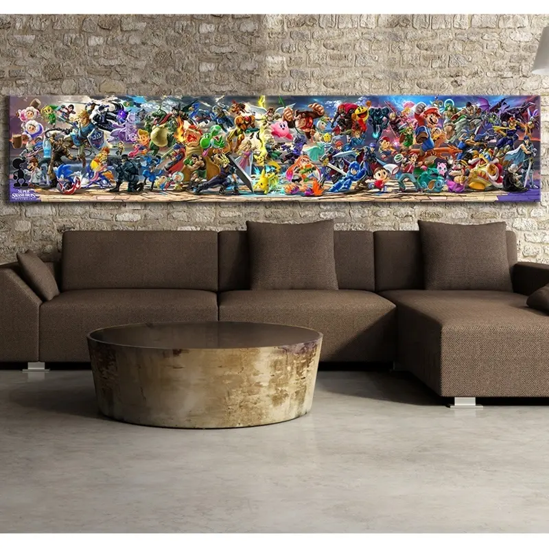 HD 1ชิ้นSuper Smash Brosวิดีโอเกมโปสเตอร์การ์ตูนภาพงานศิลปะภาพวาดผ้าใบWall Artสำหรับตกแต่งบ้านอะนิเมะโปสเตอร์