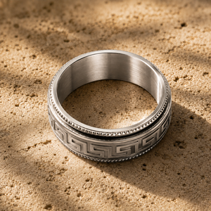 Anillo Giratorio con Diseño <span class=keywords><strong>Griego</strong></span>, Estilo Antiguo, Vintage, Retro, para Parejas, Unisex, Joyería para Bodas, Directo de Fábrica JLM - Product Image 4