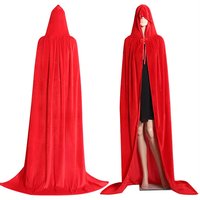 Capa con Capucha de Diablo Unisex, Disfraz de Cosplay para Fiesta de Halloween, Vestidos Negros de Poliéster
