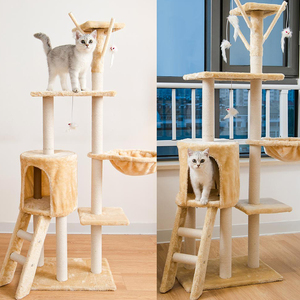 Luxe grijze kattenboom design kattentoren natuurlijke krabpaal krabplank klimkattenhuis bomen voor kittens - Product Image 4