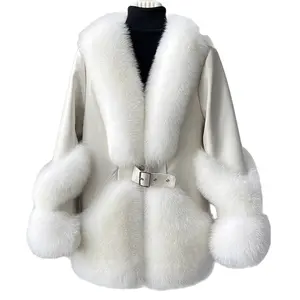ZDFURS*Fox Fur Fur Coat Women's Mid-Length 2022 New Whole Leather Sheepskin Coat Fashionable Winter Slimming