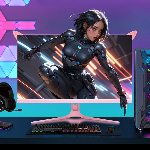 320Hz 2K QHD 27 Inch Pink Gaming Monitor 130%sRGB 1ms No Delay 2560x1440P IPS LCD RGB Scrolling Light New Desktop