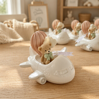 Bougie parfumée mignonne en céramique personnalisée avec nom, en forme d'avion, d'ours en peluche ou de nuage, figurine porte-bougie pour l'aromathérapie, idéale pour les cadeaux d'anniversaire