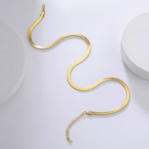 <span class=keywords><strong>Cadena</strong></span> de Serpiente de 3mm, Collar de Acero Inoxidable, <span class=keywords><strong>Cadena</strong></span> de Espiga Chapada en Oro, Joyería al por Mayor - Product Image 4