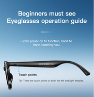 Écouteurs sans fil Lunettes audio intelligentes Traducteur vocal à double batterie Lecture musicale pour lunettes intelligentes AI avec assistant vocal Ai