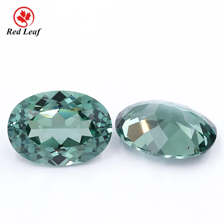 Redleaf Jewelry Top quality Oval cut bule gemstone Green Color loose wholesale Lab grown sapphire