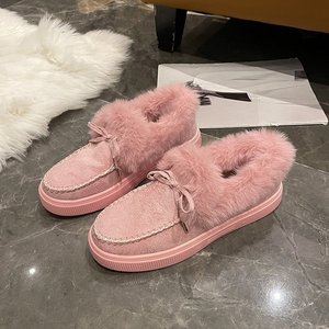 Bottes d'hiver pour femmes en <span class=keywords><strong>daim</strong></span> à semelle épaisse, doublées de polaire, imprimé léopard, talon plat - Product Image 3