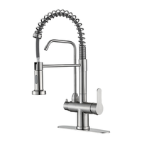 Robinet de cuisine de luxe mitigeur 304 en acier inoxydable robinet de cuisine à ressort pour purifier l'eau potable robinet de cuisine de luxe