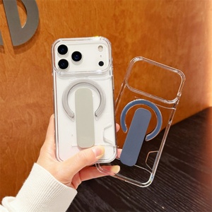 Hand Strap Clear <b>PC</b> Shockproof Phone Case <b>for</b> iPhone 17 Pro Max 16 15 14 With <b>Card</b> Slot <b>Wireless</b> Magnetic Charging Cover - Product Image 3