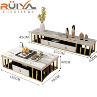 Karois — table basse en marbre style moderne, avec tiroirs, haut en marbre, noir, nouvelle collection 2022