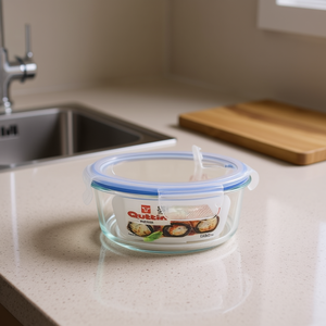 FIAMBRERA 1300cc Modern <b>Glass</b> <b>Food</b> Storage <b>Container</b> Red Hermetic <b>with</b> Microwaveable Feature for Travel Printed Technics - Product Image 3