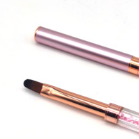 Ensemble de pinceaux double tête personnalisés pour l'art des ongles Pinceau professionnel en gel pour ongles Pinceau ovale en métal rose pour doublure en gel avec manche en strass