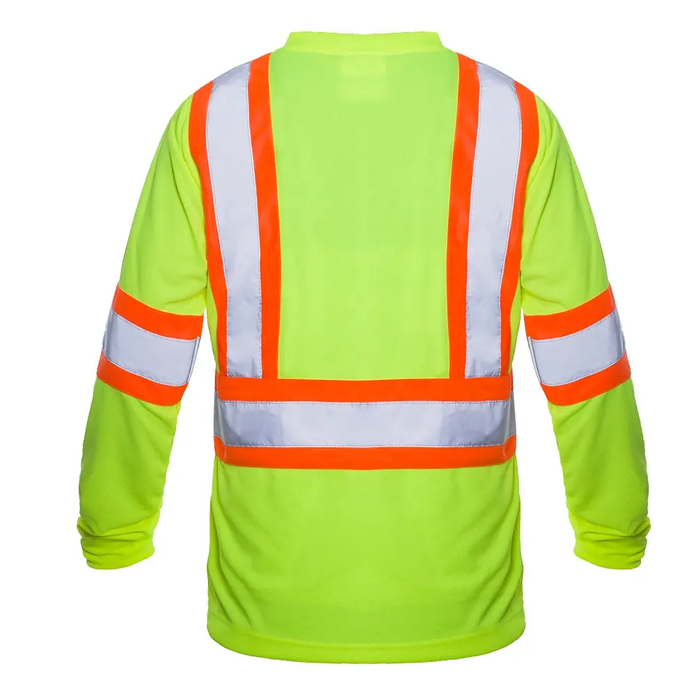 Fonirra Dry Fit Long Sleeves Custom Logo Green Hi Vis Safety Shirt Reflective Work Shirts
